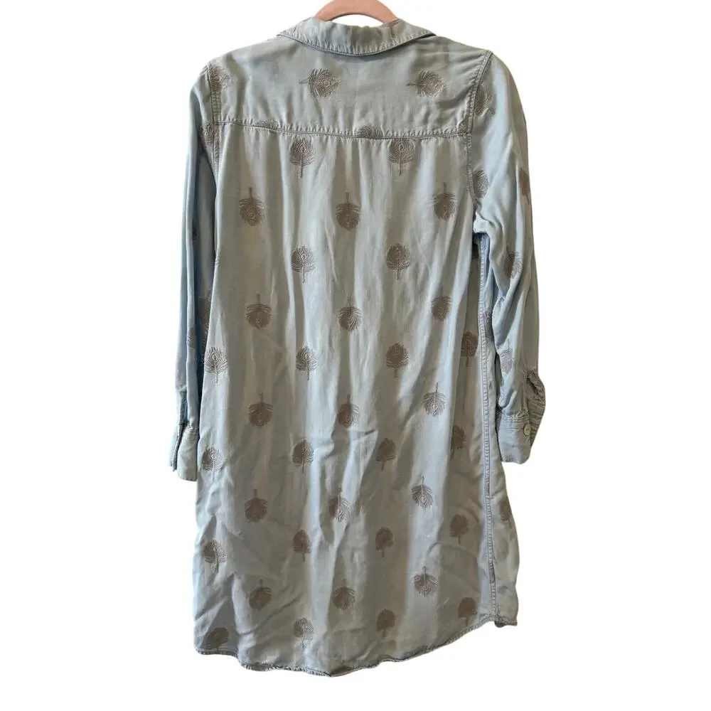 Soft Surroundings Paisley Park Embroidered Chambray Shirt Dress PM - Picture 7 of 8
